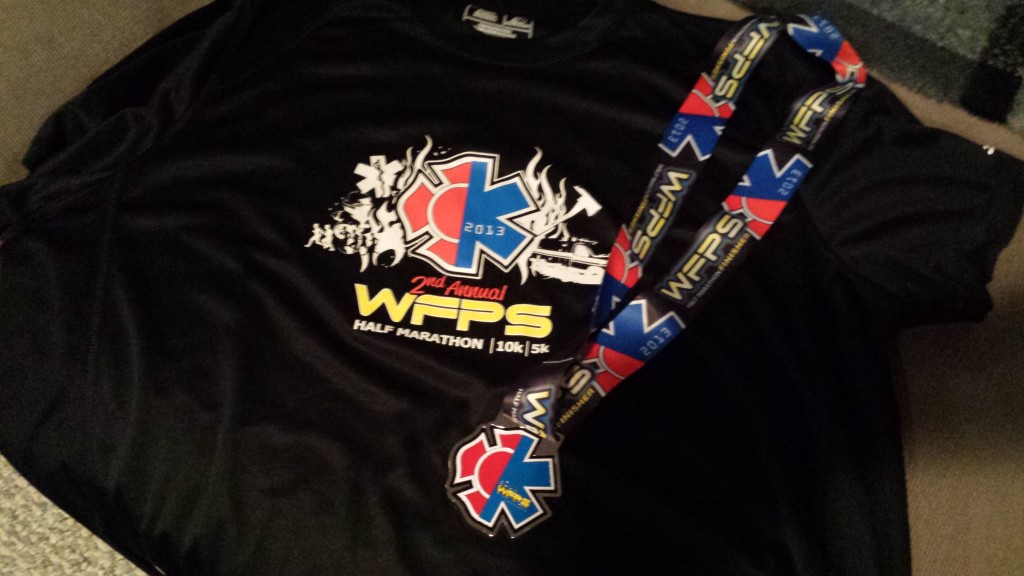 WFPS half marathon shirt and medal